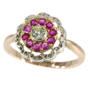 Late Victorian diamond and ruby ring